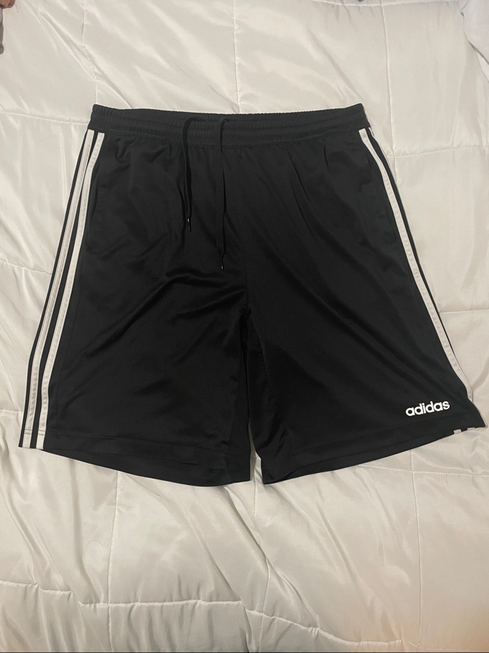 adidas Black Athletic Shorts with White 3-Stripes